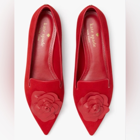 kate spade Shoes - RARE Kate Spade Suede Red Rose Flats